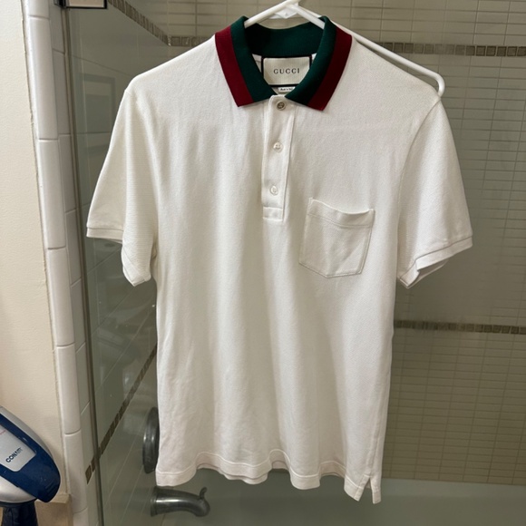 Gucci White Polo Shirt with Red and Green Collar - Picture 2 of 4